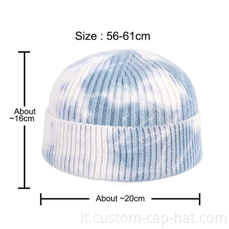 short tie dye beanie hat